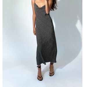 Cowl Neck Polka Dot Midi Dress